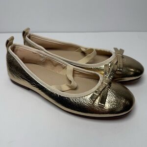 Zara Metallic Gold Flats with Bow